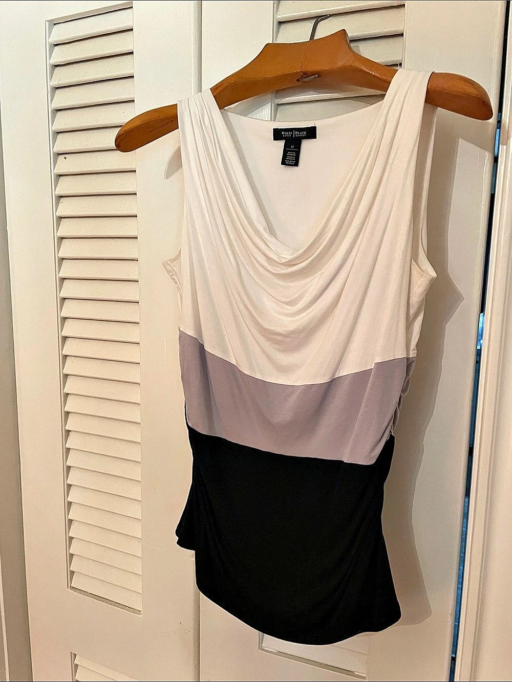 White House Black Market Color Block Draped Neck Tank Size Medium